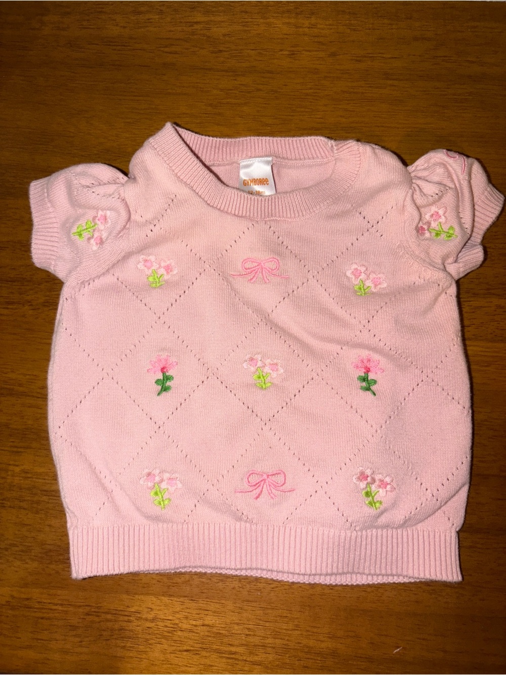 Vintage Gymboree Pink Embroidered Baby Sweater 12-18 monthsCute Knit 100% Cotton